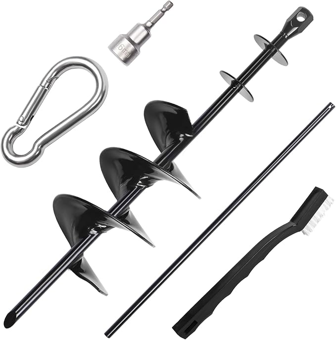 Dog Tie Out Stake for Large Dogs – Heavy Duty In-Ground Dog Anchor up to 210 lbs – Secure Tether Stake for Yard, Camping & Beach – Easy Install with Tool, Works with Tie Out Cable & Leash, Black-PawvioPets