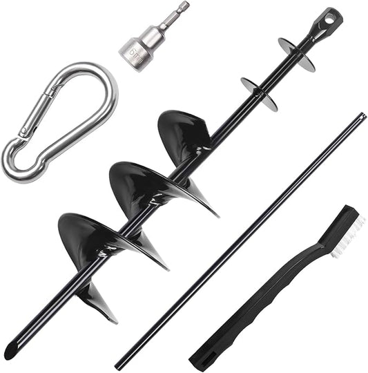 Dog Tie Out Stake for Large Dogs – Heavy Duty In-Ground Dog Anchor up to 210 lbs – Secure Tether Stake for Yard, Camping & Beach – Easy Install with Tool, Works with Tie Out Cable & Leash, Black-PawvioPets