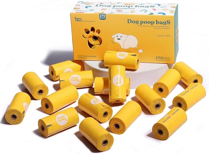 Dog Poop Bags Rolls Biodegradable 100% Leak Proof Dog Waste Bags -270 Count 18 Rolls - Cornstarch Based Doggie Poop Bag for puppy and Big Dogs(Lavender)-PawvioPets