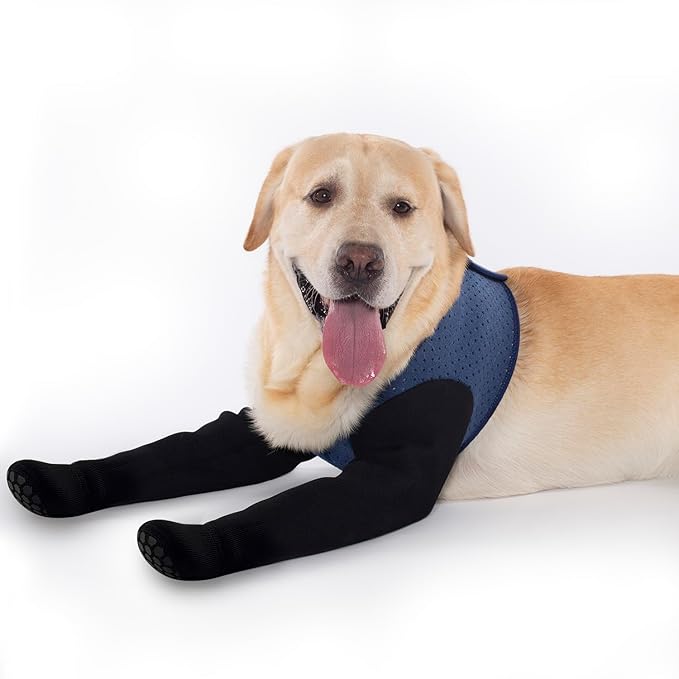 COODEO Dog Socks to Prevent Licking Paws, Dog Healing Boots & Paw Protectors with Non-Slip Bottoms to Protect Wounds, Waterproof Sleeve Dog Shoes for Licking (Blue, XL)-PawvioPets