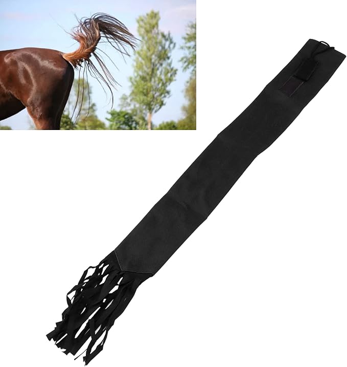 GLOGLOW Horse Tail Bag, Design Horse Tail Guard with Fringe for Keep Tail and Protected (Black)-PawvioPets