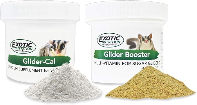 Exotic Nutrition Sugar Glider Vitamin Combo Pack - Powder Multivitamin & Powder Calcium Supplement for Pet Sugar Gliders-PawvioPets