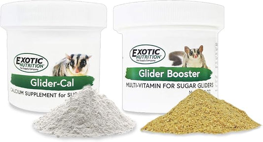 Exotic Nutrition Sugar Glider Vitamin Combo Pack - Powder Multivitamin & Powder Calcium Supplement for Pet Sugar Gliders-PawvioPets