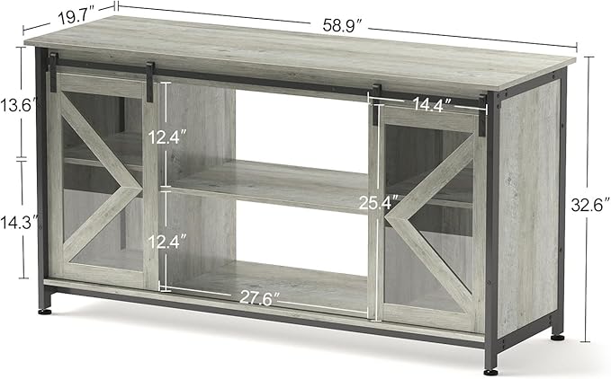 55-75 Gallon Aquarium Stand Heavy Duty Steel Frame, Fish Tank Cabinet with Accessories Storage for Reptile Terrarium & Turtle Tank - 1000lbs Capacity (Grey)-PawvioPets