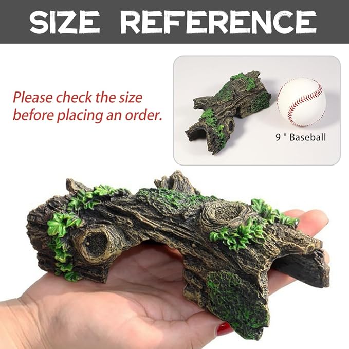 Fish Tank Decorations - Large Aquarium Decorations Air Bubbler Tree Fish House for Betta Hideout Caves Buddha Decor Temple Ruins Arched Betta Fish Accessories Reptile House Shelter Decor (Wood B-S)-PawvioPets