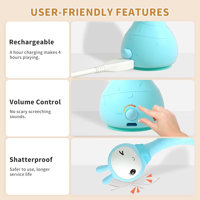 alilo Yoyo Talking Bunny Baby Singing Musical Rattle, Mimicking Toys Repeats What You Say, Preloaded 90+ Audio Content, ABC/Number/Notes Learning Toys for Toddlers Infant Newborn Boy Girl Gifts-PawvioPets