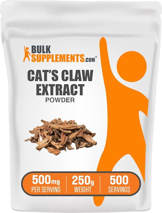 BulkSupplements.com Cat's Claw Extract Powder - Cat's Claw Supplement, Cats Claw Powder - Herbal Supplement, Gluten Free, 500mg per Serving, 250g (8.8 oz) (Pack of 1)-PawvioPets