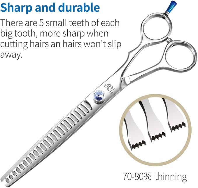 Fenice Professional 7/7.5/8 Pet Grooming Scissors Thinning Cutting Shears for Dog s/Cats Thinning Rate:70-80%(8.0 inch)-PawvioPets