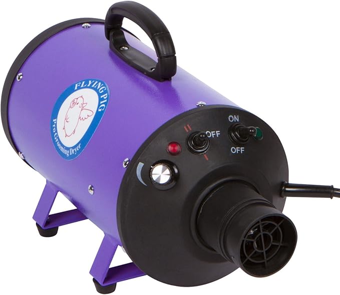 Flying Pig High Velocity Dog Pet Grooming Dryer w/Heater (Model: Flying One, Purple)-PawvioPets