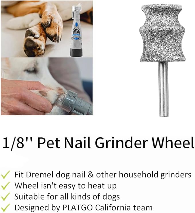 Diamond Dog Nail Grinder for Dremel, Diamond Nail Drill Bits for Dogs&Pets Nail Care, 1/8'' Nail Dremel Tool for Dogs, for Animals Nail Care & Home Grinder Tools-PawvioPets