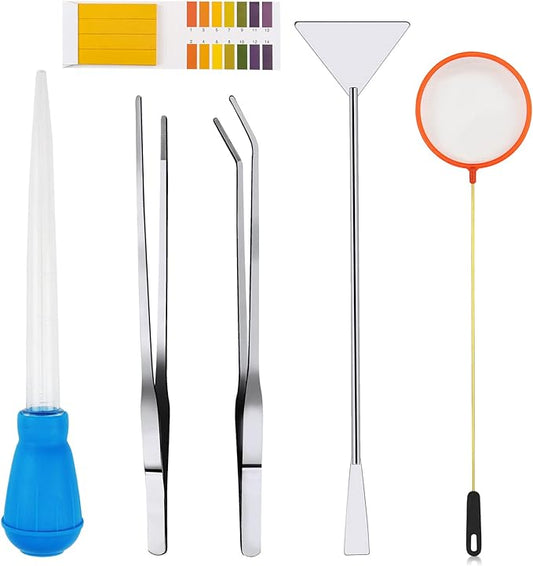 Fish Tank Cleaning Tools, 6 pcs Aquarium Cleaning Tools, Feeder Tools Kit, Aquarium Plants Cleaner, Algae Scraper for Glass Aquariums-PawvioPets