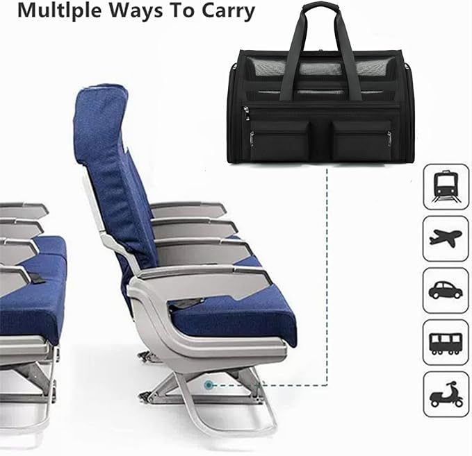 Cat Carrier Bag,Soft Sided Ventilated Pet Carrier for Small Dog Airline Approved Travel Puppy Carrier with Breathable Mesh, Foldable Portable for Outdoor Car-PawvioPets