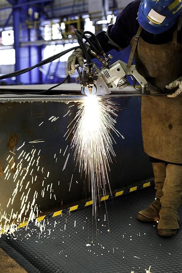 American Floor Mats Hog Heaven Premium 7/8" Black & Yellow Border 3' x 10' Nitrile Backed Anti-Fatigue Comfort Mat-PawvioPets