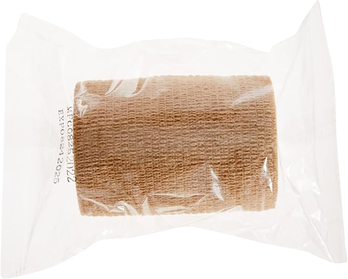 12-Rolls Self Adherent Bandage Wrap, Vet Tape - 3 in x 5 Yds Breathable, Elastic Cohesive Wrap Tape for Wrist, Swelling, Sports, Tattoo (Tan)-PawvioPets