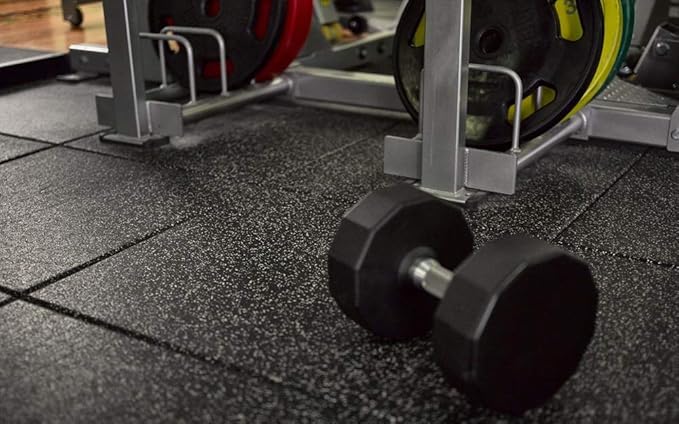 American Floor Mats - Extreme Rubber Gym Tiles - 1 Inch Thick Colorful Rubber Gym Tiles - Superior Shock and Sound Absorbing Tiles - 95% Dark Greys 25 Tile Pack (Covers 100 Sq Ft)-PawvioPets