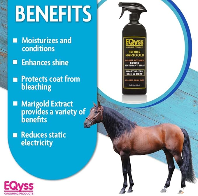 EQyss Premier Marigold Equine Coat Conditioning Spray - Moisturize Horse's Skin & Coat, Add Shine, Detangle, Repel Dirt & Dust, Silicone-Free (32 oz)-PawvioPets