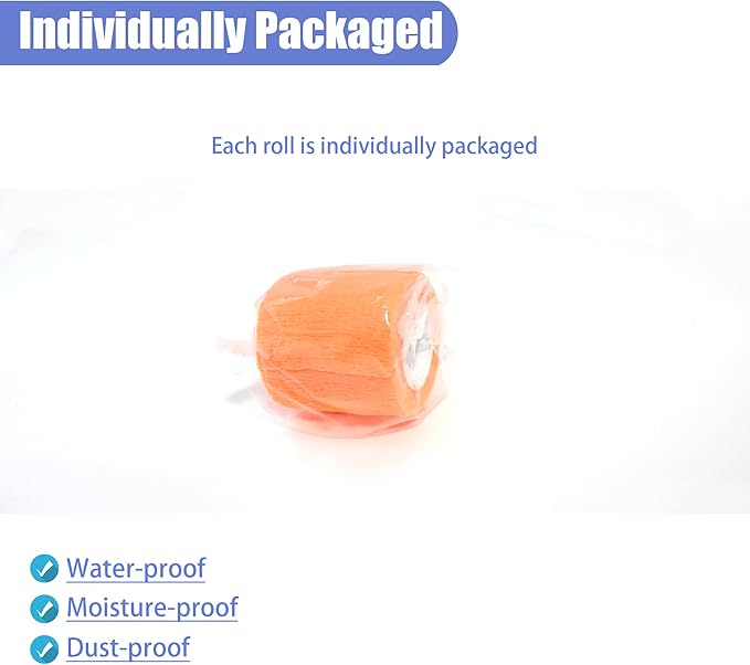 9 Pack 2" x 5 Yards Self Adhesive Bandage Wrap Self Stick Wrap for Ankle, Wrist, Finger, Sports, Breathable Cohesive Vet Tape for Pets (Light Orange)-PawvioPets