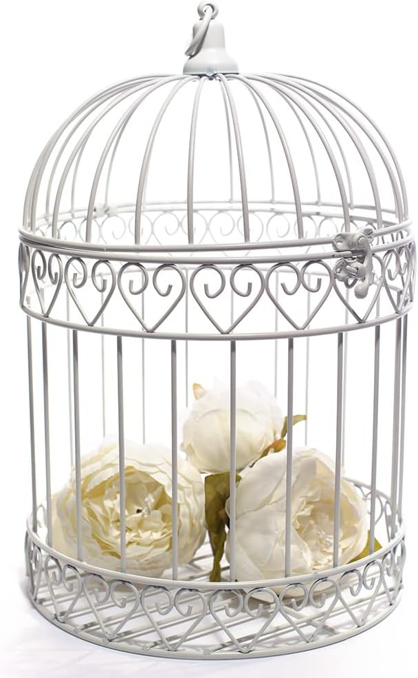Anderson's Decorative Ivory Wire Birdcage Wedding Centerpiece, Table Décor, Hanging Decorations, Reusable-PawvioPets