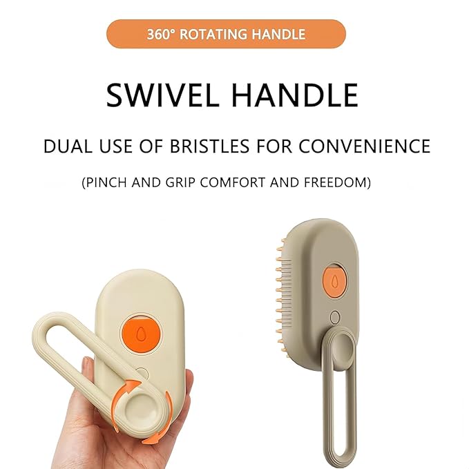 4 in 1 Cat Steam Brush,cat brushes for indoor cats,Rechargeable Steam Cat with Steam,Anti-Static Steam Pet Brushes for Dogs Cats(Khaki)-PawvioPets