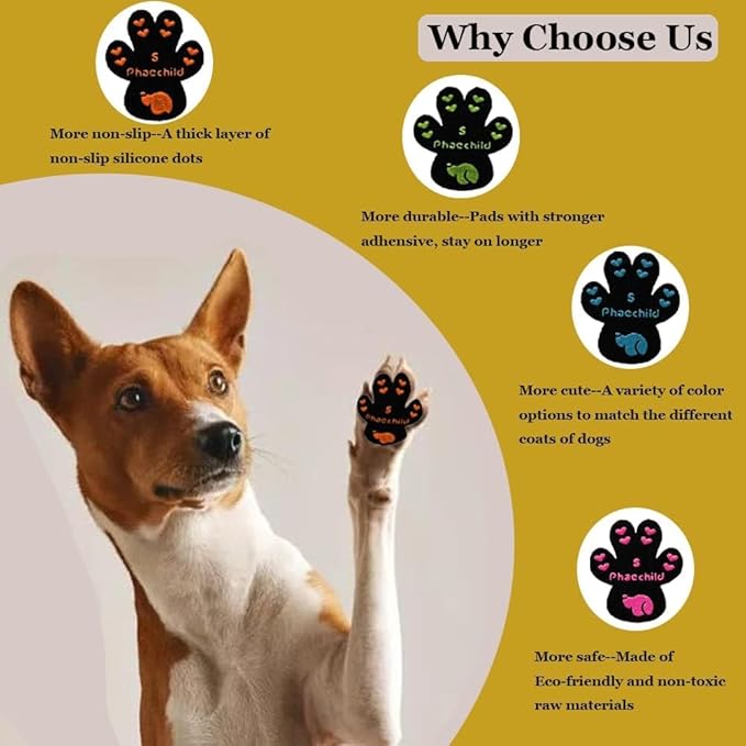 Dog Paw Pads Anti-Slip Grips,Dog Paw Protectors for Senior Dogs on Hot Pavement,Provides Traction to Keep Them from Slipping on Smooth Floors 12 sets-48 Pads Black XXL-PawvioPets