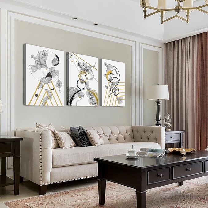 Canvas Wall Art For Living Room Large Size Modern Abstract Painting Bedroom Decoration Office Wall Decor Black And White Abstract pictures 3 Piece Framed Inspirational Posters Artworks Home Decor-PawvioPets
