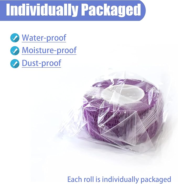 9 Pack 1" x 5 Yards Self Adhesive Bandage Wrap Self Stick Wrap for Ankle, Wrist, Finger, Sports, Breathable Cohesive Vet Tape for Pets (Purple)-PawvioPets