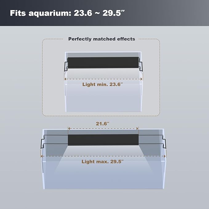 GLOWRIUM Aquarium Light, LED Freshwater Fish Tank Light with Timer, Full Spectrum Planted Aquarium Grow Lights with Daylight/Moonlight Mode, Brightness Adjustable, Auto On/Off (24-29 in)-PawvioPets