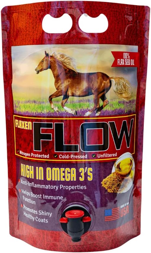 Flaxen Flow 3 L, 100% Flax Seed Oil for Horses, Rich in Omega-3 and Omega-6 Fatty Acids-PawvioPets