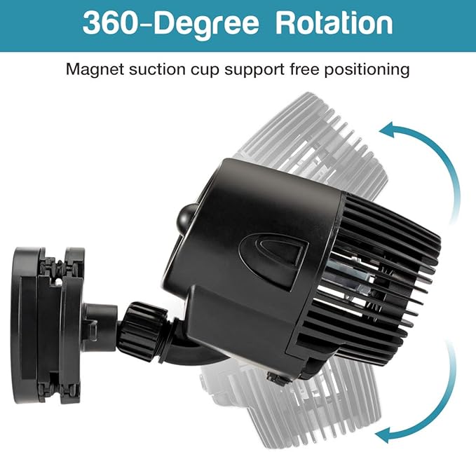 AQQA Wave Maker Pump, 2100GPH Aquarium Circulation Pump 360 Degree Rotatable Submersible Powerhead Pump with Magnet Suction Base for Marine and Freshwater Aquariums (15W)-PawvioPets
