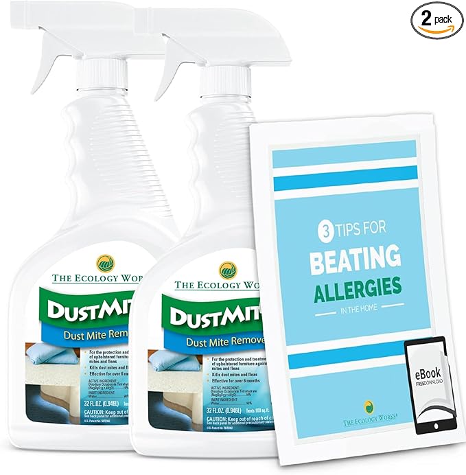 DustmiteX Dust Mite Spray - Dust Mites Remover + Flea Killer for Allergy & Asthma Relief for Cleaning in Home, Bed, Pet Bedding, & Furniture, Anti Allergen Dust Mites Killer-PawvioPets