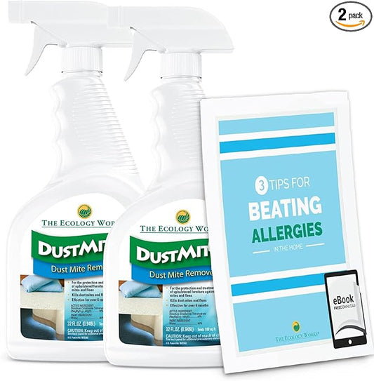 DustmiteX Dust Mite Spray - Dust Mites Remover + Flea Killer for Allergy & Asthma Relief for Cleaning in Home, Bed, Pet Bedding, & Furniture, Anti Allergen Dust Mites Killer-PawvioPets