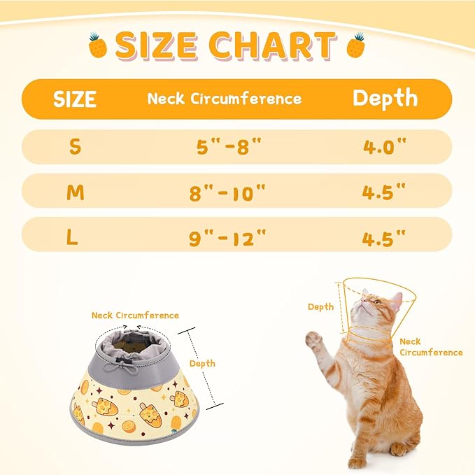 Cat Cone Collar Soft to Stop Licking, Adjustable, Foldable Lightweight Kitten Cones After Surgery Recovery for Cats & Kittens, Cat Cone Alternative (Orange, M)-PawvioPets