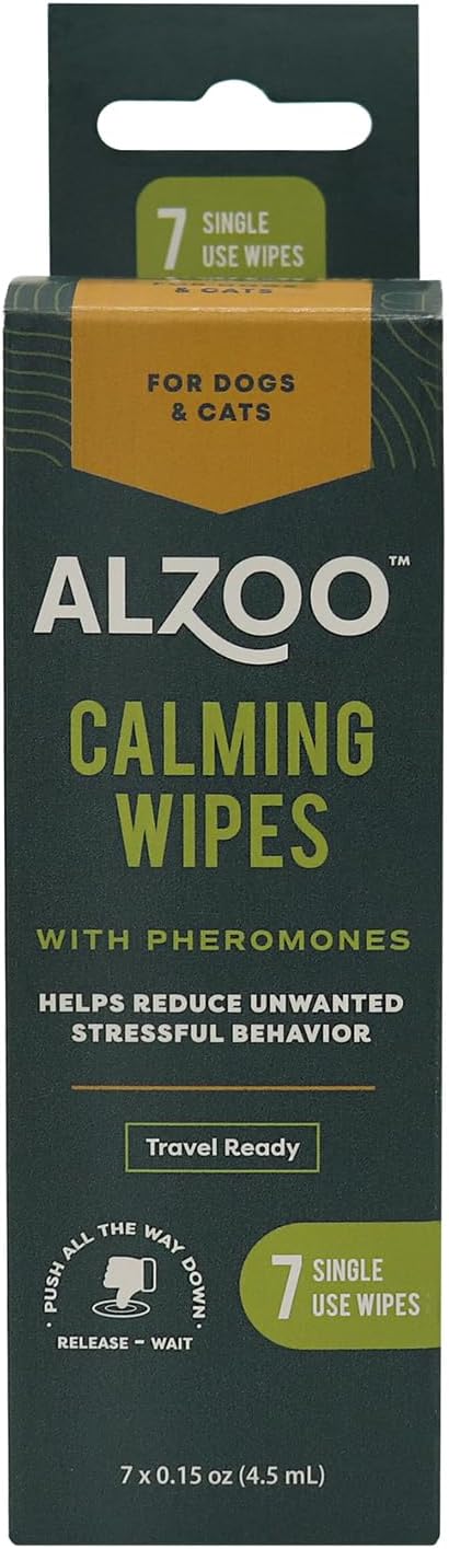 Calming Wipes with Pheromones for Cats and Dogs, On The Go Wipes Helps Reduce Stressful Behavior, 0.15 Ounce-PawvioPets