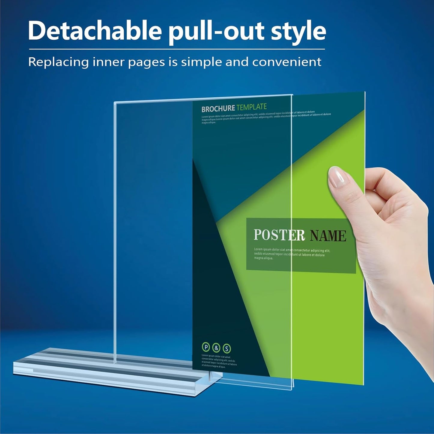 Acrylic Sign Holder 5x7 - 11 Pack Clear Display Stand Vertical Picture Holders for Tables, Double Sided T Shape Flyer Holder Plastic Picture Frame Sign Holder for Store,Restaurants,Hotels,Office