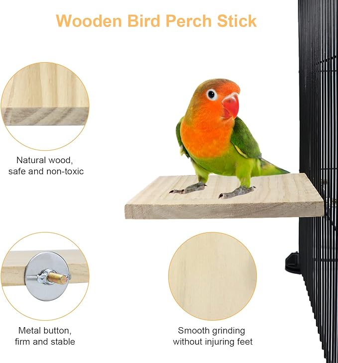 2pcs Bird Perch platform flat Stand Beak Paw Grinding wood for Parrot Parakeet Cockatiel Lovebird Conure Finch Budgie-PawvioPets