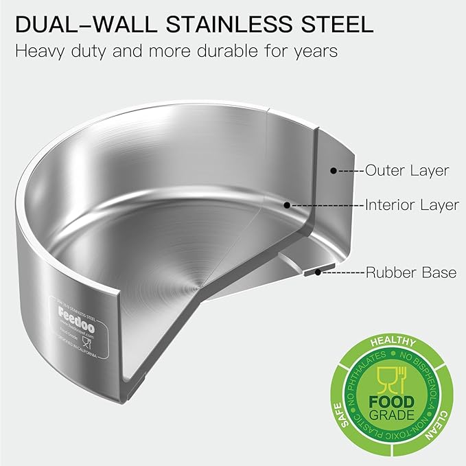 42oz Double Layer 304 Stainless Steel Dog Bowl - Insulated & Durable | Non-Slip Base | Easy to Clean | BPA-Free Safe Dog Food and Water Bowl-PawvioPets