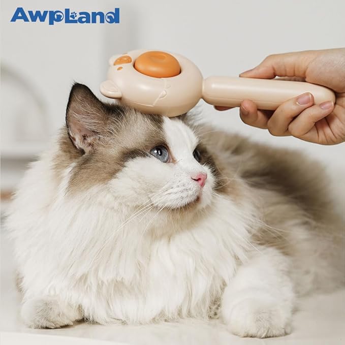 Cat Brush for Short or Long Haired Cats Dogs Rabbits, Cute Dog Brush with Release Button for Massage and Removes Loose Fur-PawvioPets