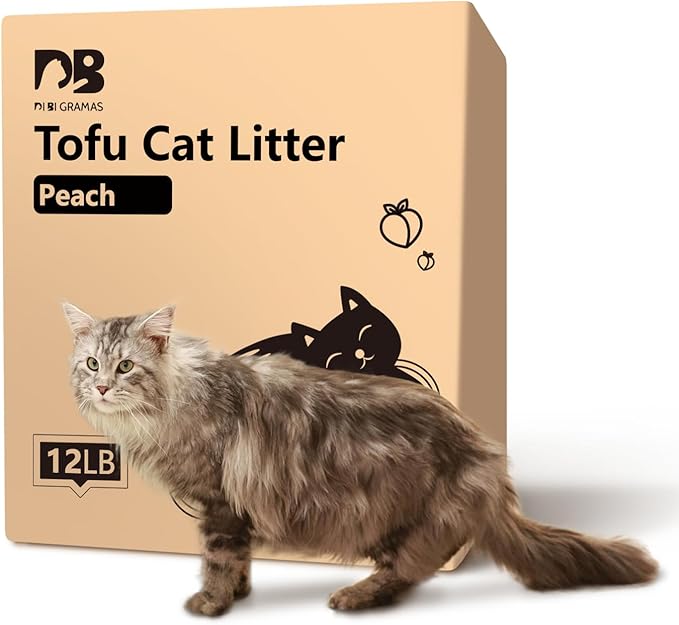Cat Litter 12LB/2 Packs Dust-Free Clumping Tofu Cat Litter Quickly Absorb Odors Toilet Can Flush Into The Toilet Pure Natural tofu cat Litter (Peach)-PawvioPets