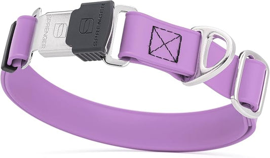 Dogline Biothane Waterproof Dog Collar with Herm Sprenger Stainless Steel Quick Release Buckle – Heavy Duty Tactical Durable Collar for Dogs – Comfortable and Safe Pet Collar, W 1" L 15-25", Amethyst-PawvioPets