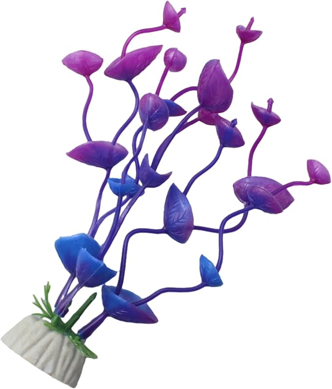 4 Pcs Green Artificial Plastic Plants Fish Tank Plants Fish Aquarium Decoration (Purple)-PawvioPets