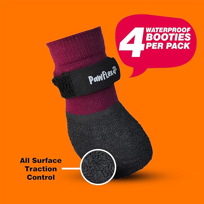 Double Dipped Thick Textured Waterproof Cotton Dog Socks | PawFlex Comfy Pawz Soft Indoor/Outdoor Pet Booties | Non-Slip Silicone Grip at Inner Wrist for No Twisting or Sliding Off| Adjustable Strap-PawvioPets