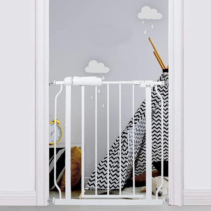 Narrow Baby Gate 24.02-29.13 Inch Wide Stairs Tension Pet Dog Gates Indoor for Doorways No Drilling Pressure Mounted Metal Pet Gates for Kids-PawvioPets