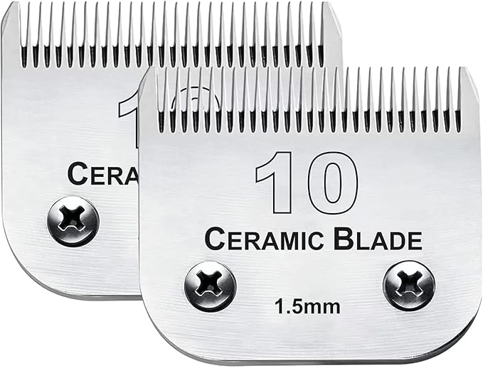 2PC 10 Blade Dog Grooming Clipper Replacement Blades Compatible with Andis Dog Clippers,Detachable Ceramic Blade & Stainless Steel Blade,Size-10, 1/16-Inch Cut Length (64315)-PawvioPets
