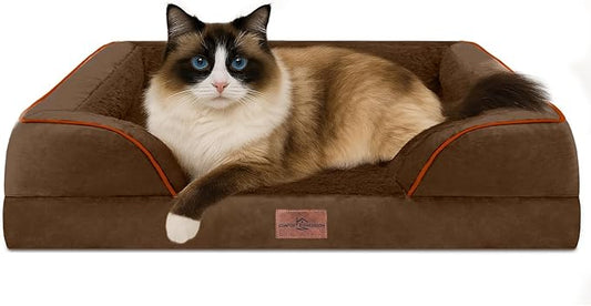Comfort Expression Small Dog Beds Waterproof Cat Beds Orthopedic Foam Sofa Beds for Small Dogs Comfy Pet Bed with Washable Removable Cover & Non-Slip Bottom(XX-Small,Chocolate Brown)-PawvioPets