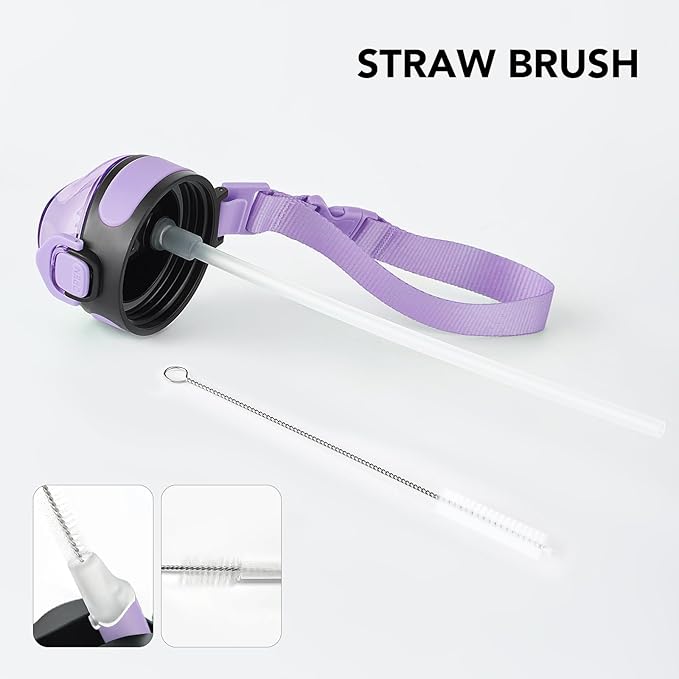 Enerbone 24 oz Insulated Water Bottle, Stainless Steel Bottle with Carrying Strap, Double-Wall Vacuum Insulation Design, Leakproof Sports Bottle with Straw, Keep Drinks Cold or Hot for Hours-PawvioPets