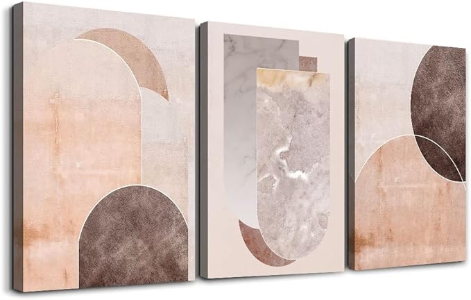 AHUASJART Boho Wall Decor Living Room Canvas Wall Art For Office Large Size Wall Decorations For Bedroom Modern Abstract Geometry Paintings Canvas Pictures Artwork Inspirational Home Decor 3 Piece-PawvioPets