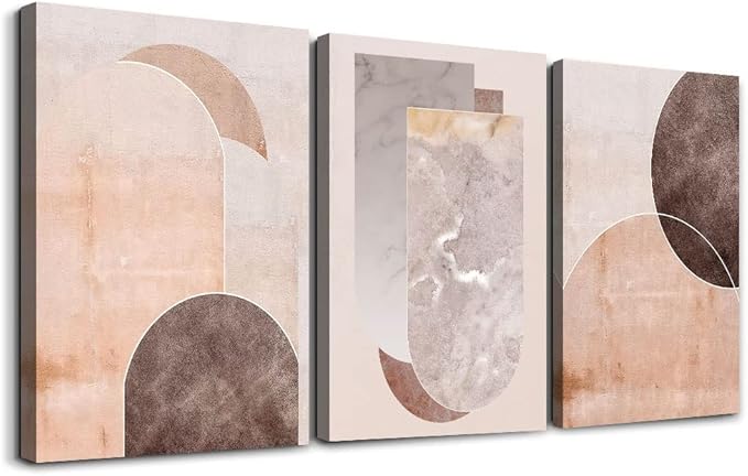 AHUASJART Boho Wall Decor Living Room Canvas Wall Art For Office Family Wall Decorations For Bedroom Modern Abstract Geometry Paintings Canvas Pictures Artwork Inspirational Home Decor 3 Pieces Set-PawvioPets