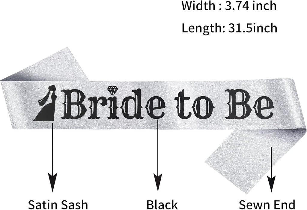 Black Groom to Be Sash Silver Foil& Silver Bride to Be with Black Foil, Funny Sashes for Bachelorette Party Bridal Shower Wedding Engagement Decorations Supplies Favors, Future Mrs and Lucky Mr Sash