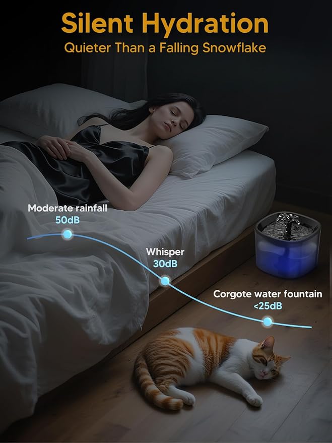 Automatic Cat Feeder and Water Fountain, 5L/20 Cups Timed Cat Dry Food Dispenser, 10s Meal Call, 20 Portions 6 Meals Per Day, 2L Cats Fountains for Drinking with Filter, Pet Feeder for Dog-PawvioPets