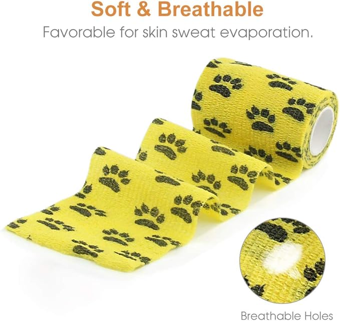 AUPCON Vet Wrap Cohesive Bandages Bulk Self Adhesive Bandage Wrap Self Adherent Wrap Non-Woven for Dogs Pet Animals & Ankle Sprains & Swelling 2 Inch x 5 Yards (3 Inch Claw)-PawvioPets